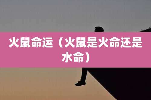 火鼠命运（火鼠是火命还是水命）