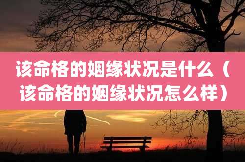 该命格的姻缘状况是什么（该命格的姻缘状况怎么样）