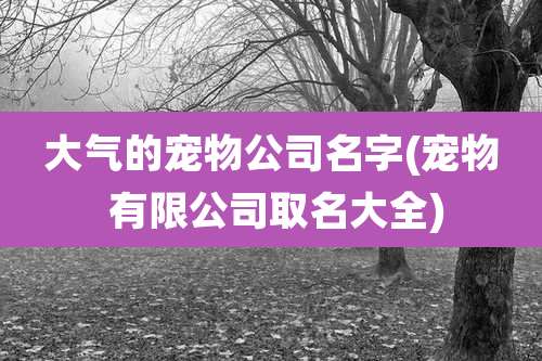 大气的宠物公司名字(宠物 有限公司取名大全)