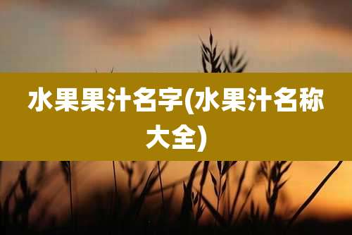 水果果汁名字(水果汁名称大全)