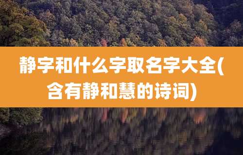 静字和什么字取名字大全(含有静和慧的诗词)