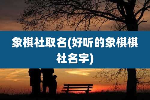 象棋社取名(好听的象棋棋社名字)