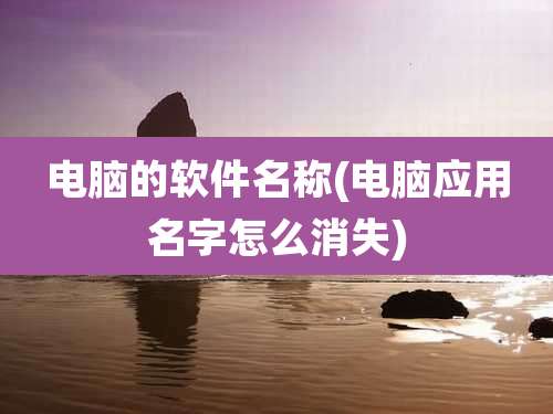 电脑的软件名称(电脑应用名字怎么消失)