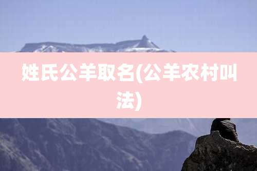 姓氏公羊取名(公羊农村叫法)