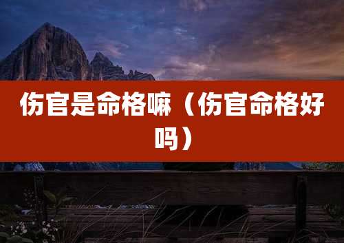 伤官是命格嘛（伤官命格好吗）
