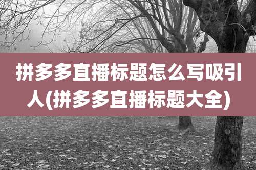 拼多多直播标题怎么写吸引人(拼多多直播标题大全)