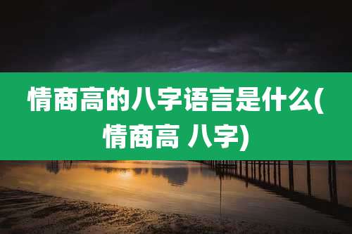 情商高的八字语言是什么(情商高 八字)