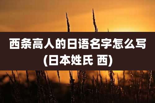 西条高人的日语名字怎么写(日本姓氏 西)