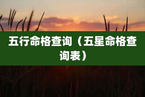 五行命格查询（五星命格查询表）