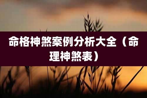 命格神煞案例分析大全（命理神煞表）