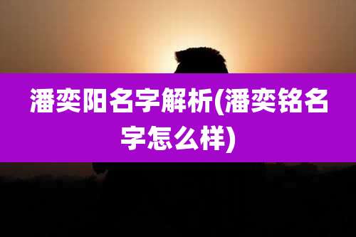潘奕阳名字解析(潘奕铭名字怎么样)