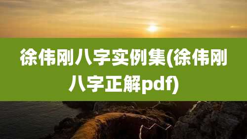 徐伟刚八字实例集(徐伟刚八字正解pdf)