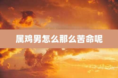 属鸡男怎么那么苦命呢