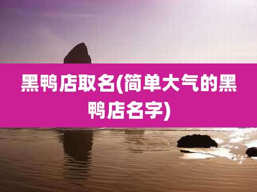 黑鸭店取名(简单大气的黑鸭店名字)