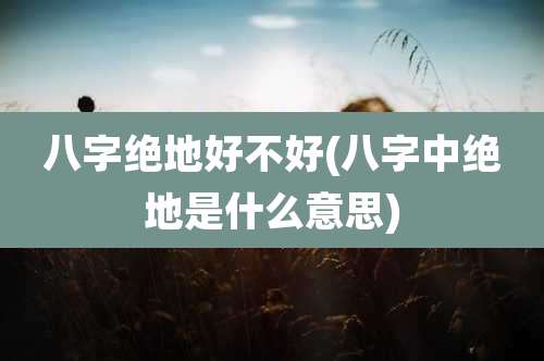 八字绝地好不好(八字中绝地是什么意思)