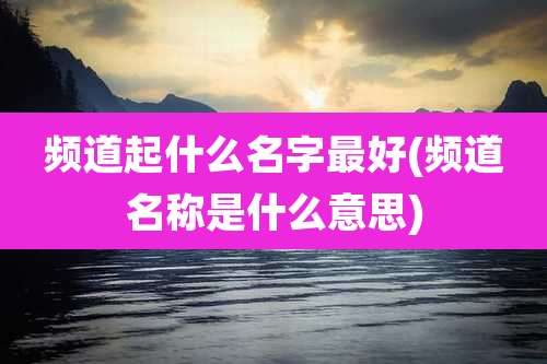 频道起什么名字最好(频道名称是什么意思)