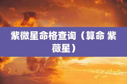 紫微星命格查询（算命 紫薇星）