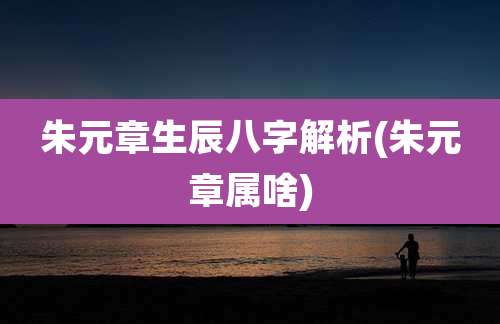 朱元章生辰八字解析(朱元章属啥)