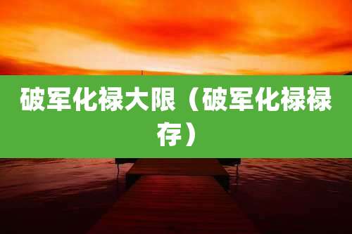 破军化禄大限（破军化禄禄存）