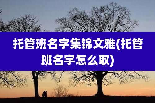 托管班名字集锦文雅(托管班名字怎么取)