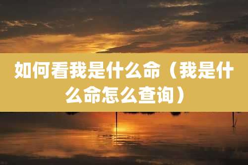 如何看我是什么命（我是什么命怎么查询）