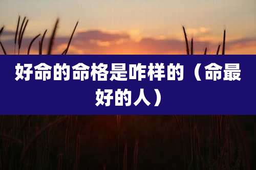 好命的命格是咋样的（命最好的人）