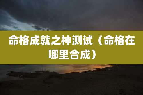 命格成就之神测试（命格在哪里合成）
