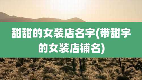 甜甜的女装店名字(带甜字的女装店铺名)