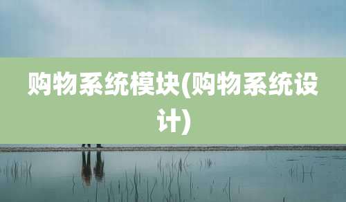 购物系统模块(购物系统设计)