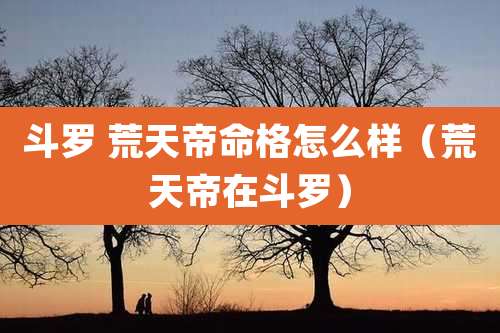 斗罗 荒天帝命格怎么样（荒天帝在斗罗）