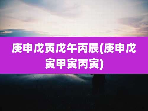 庚申戊寅戊午丙辰(庚申戊寅甲寅丙寅)
