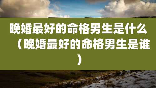 晚婚最好的命格男生是什么（晚婚最好的命格男生是谁）