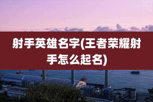 射手英雄名字(王者荣耀射手怎么起名)