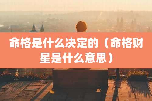 命格是什么决定的（命格财星是什么意思）