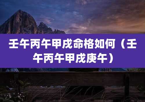 壬午丙午甲戌命格如何（壬午丙午甲戌庚午）