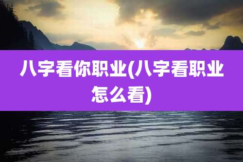 八字看你职业(八字看职业怎么看)