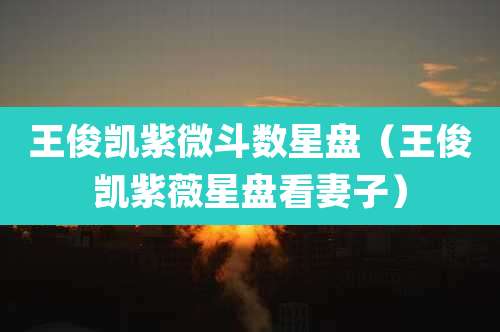 王俊凯紫微斗数星盘（王俊凯紫薇星盘看妻子）