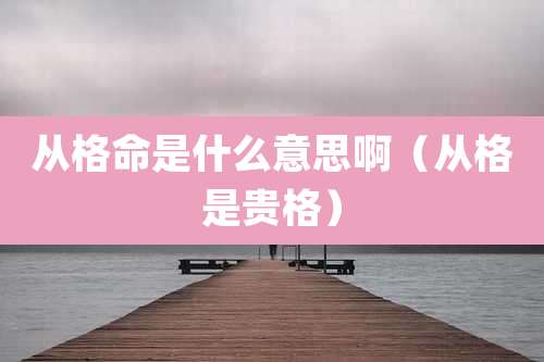 从格命是什么意思啊(从格是贵格)