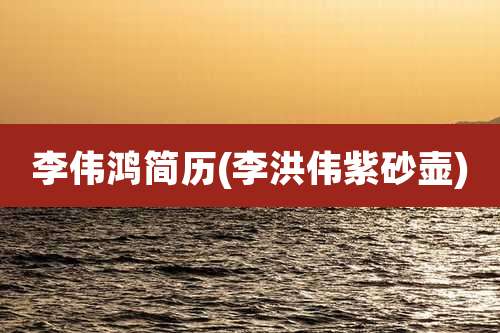 李伟鸿简历(李洪伟紫砂壶)