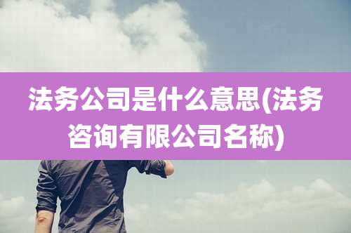 法务公司是什么意思(法务咨询有限公司名称)