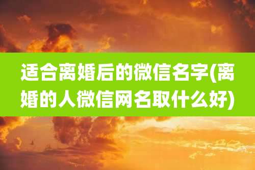 适合离婚后的微信名字(离婚的人微信网名取什么好)