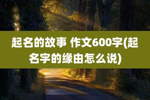 起名的故事 作文600字(起名字的缘由怎么说)