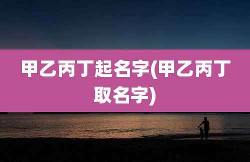 甲乙丙丁起名字(甲乙丙丁取名字)