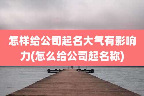 怎样给公司起名大气有影响力(怎么给公司起名称)