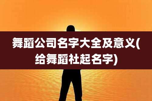 舞蹈公司名字大全及意义(给舞蹈社起名字)