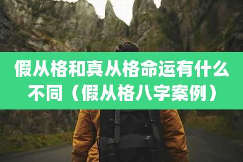 假从格和真从格命运有什么不同（假从格八字案例）