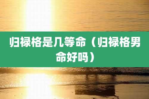 归禄格是几等命（归禄格男命好吗）