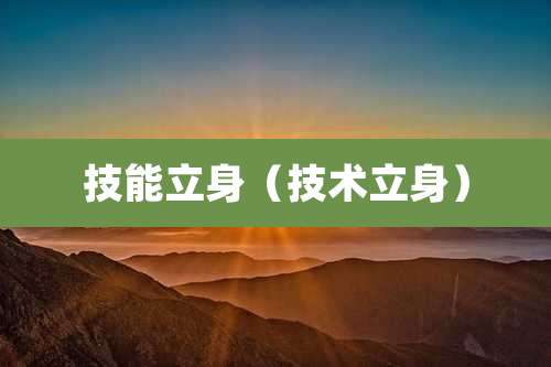技能立身（技术立身）