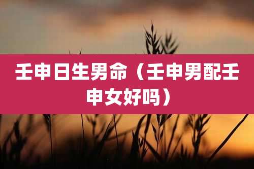壬申日生男命（壬申男配壬申女好吗）
