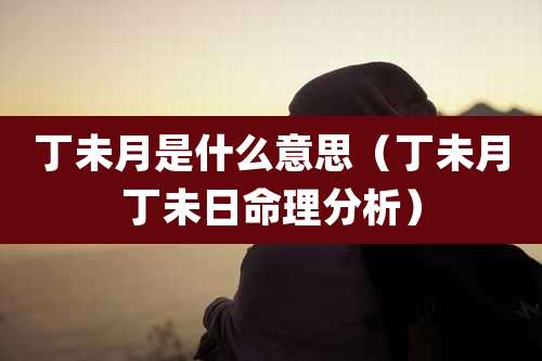 丁未月是什么意思(丁未月丁未日命理分析)